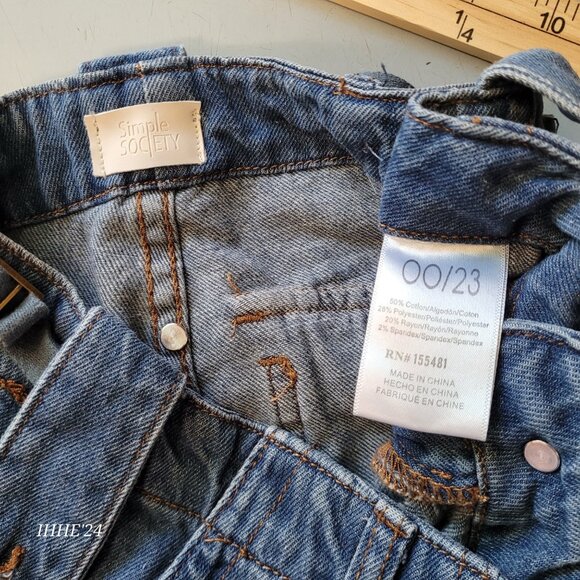 Simple Society Junior Girl Denim Cargo Pants Size 00/23 - Picture 3 of 8
